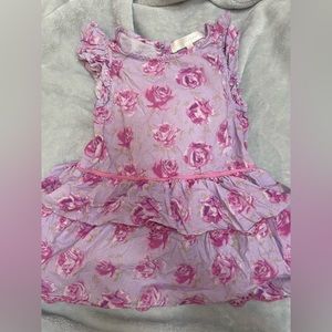 Baby Loveshackfancy Mavis Purple Floral tiered dress